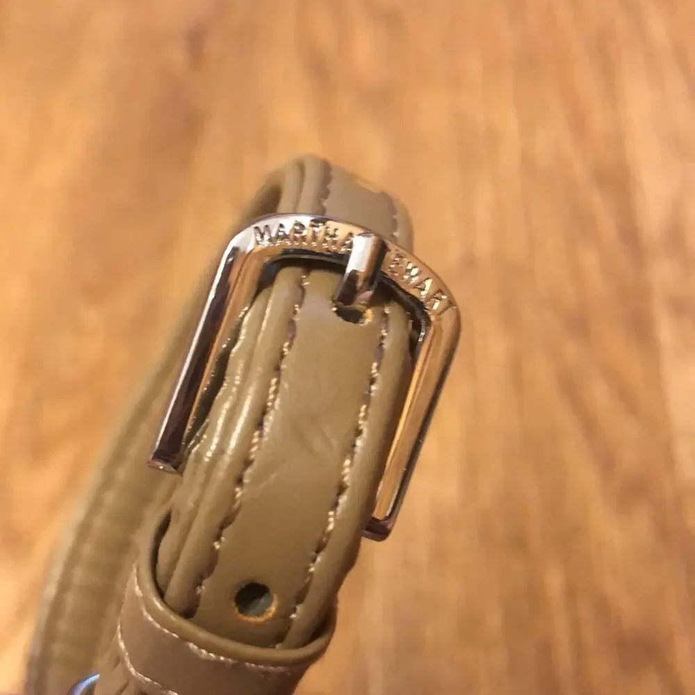 Martha Stewart Tan and Silver Leather Buckle Dog Collar Size 12